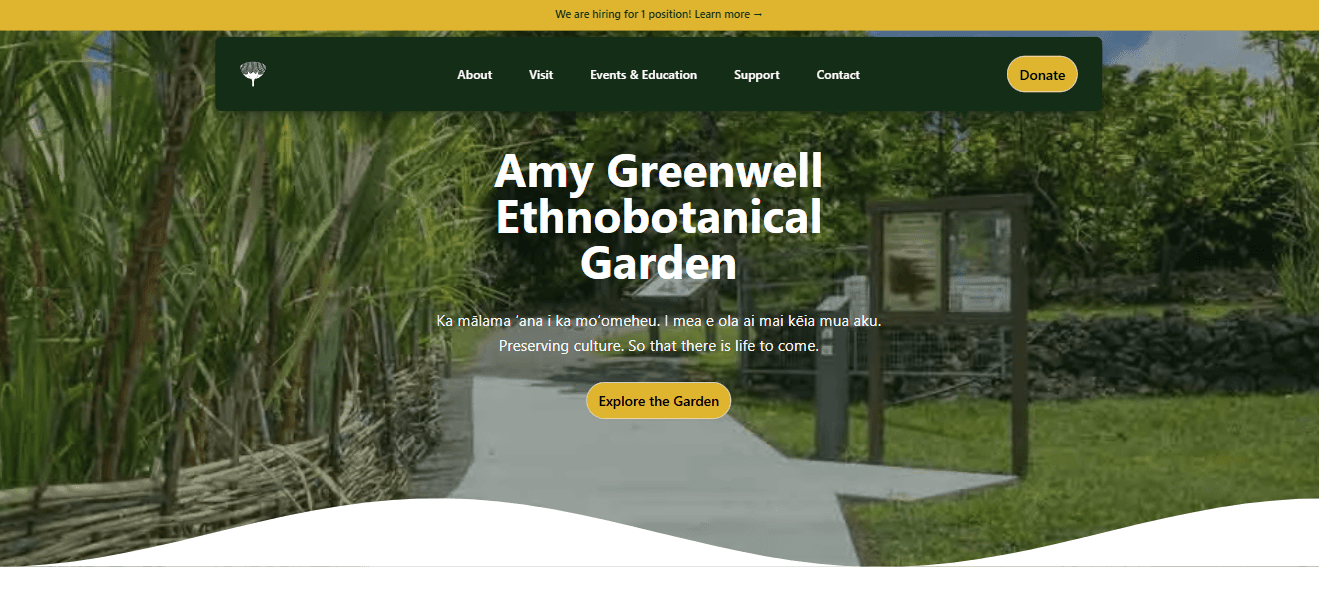 Screenshot of the Amy Greenwell Ethnobotanical Garden website